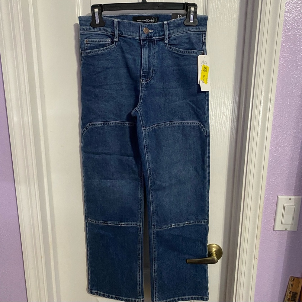 Treasure & Bond Jeans Youth 12 NWT Patchwork Trendy Y2K 90s Style Contrast Seam